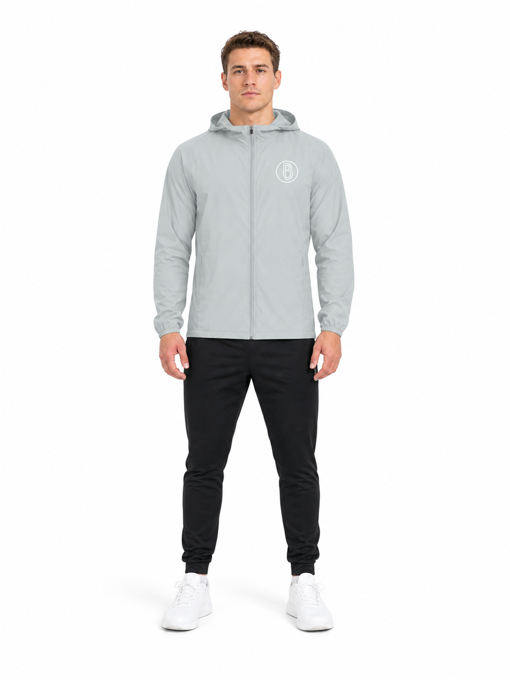 Soft Hooded Sports Jacket front model view