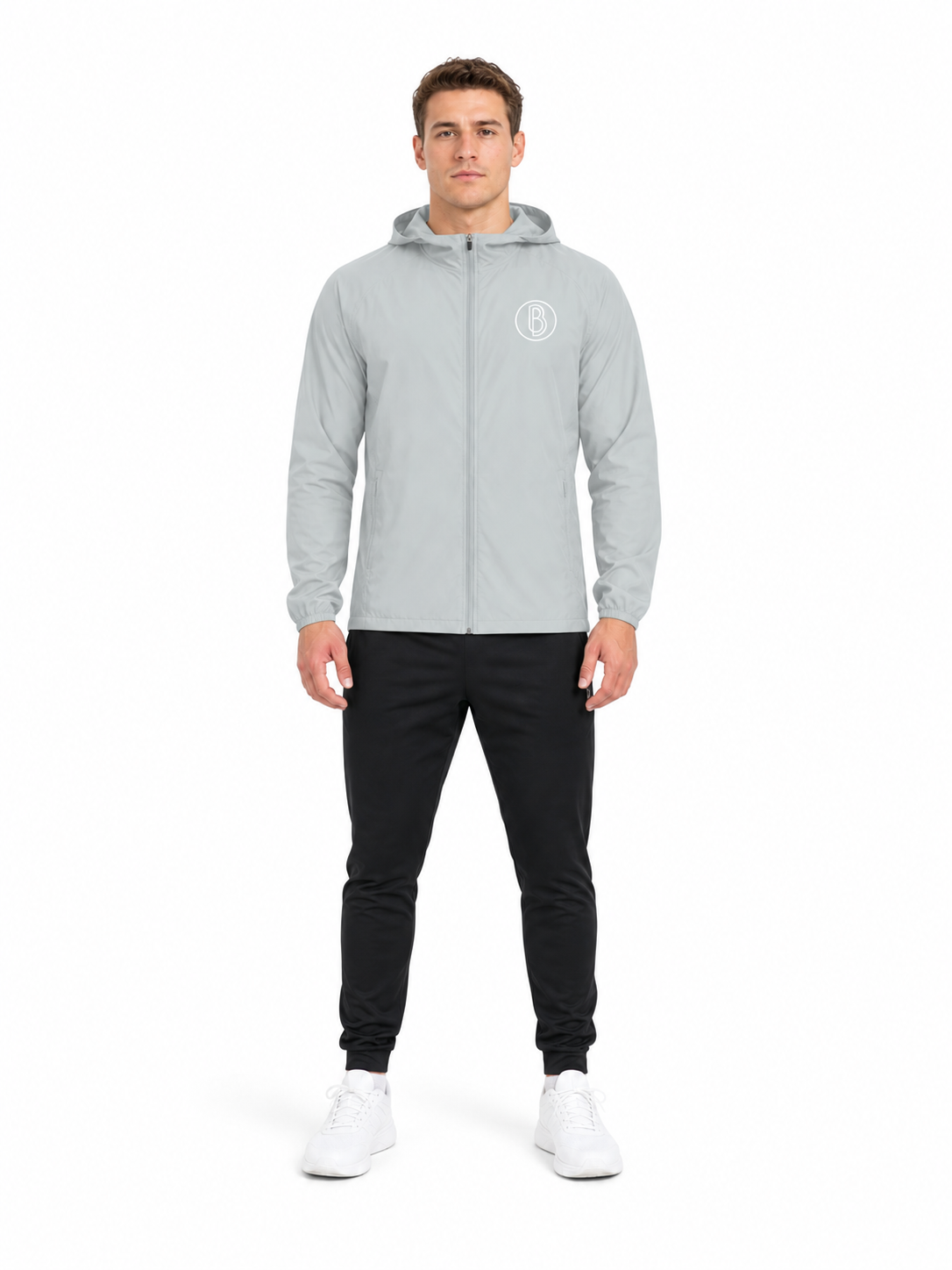 Soft Hooded Sports Jacket front model view