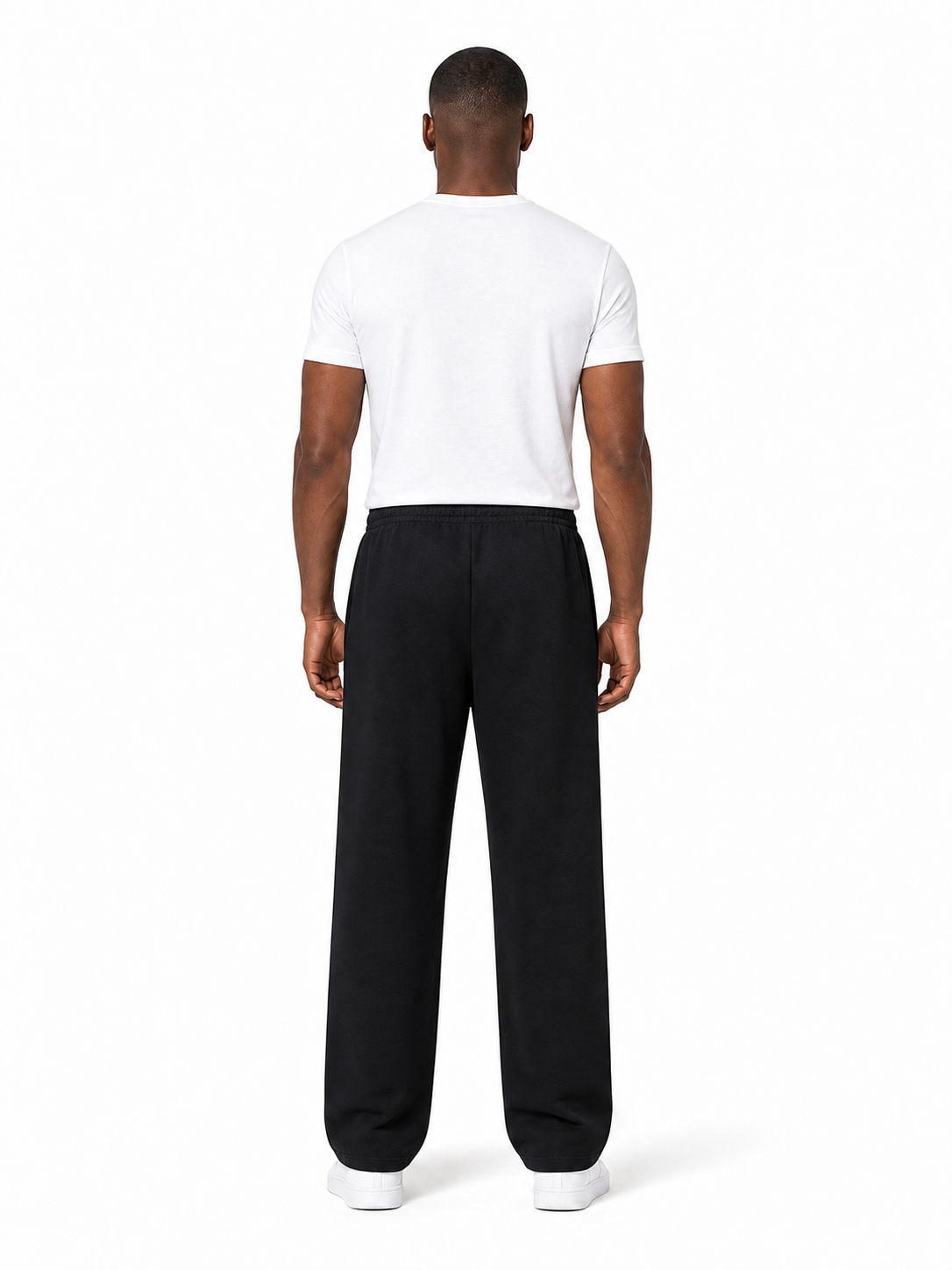 Solid Color Straight-Leg Sweatpants back model view