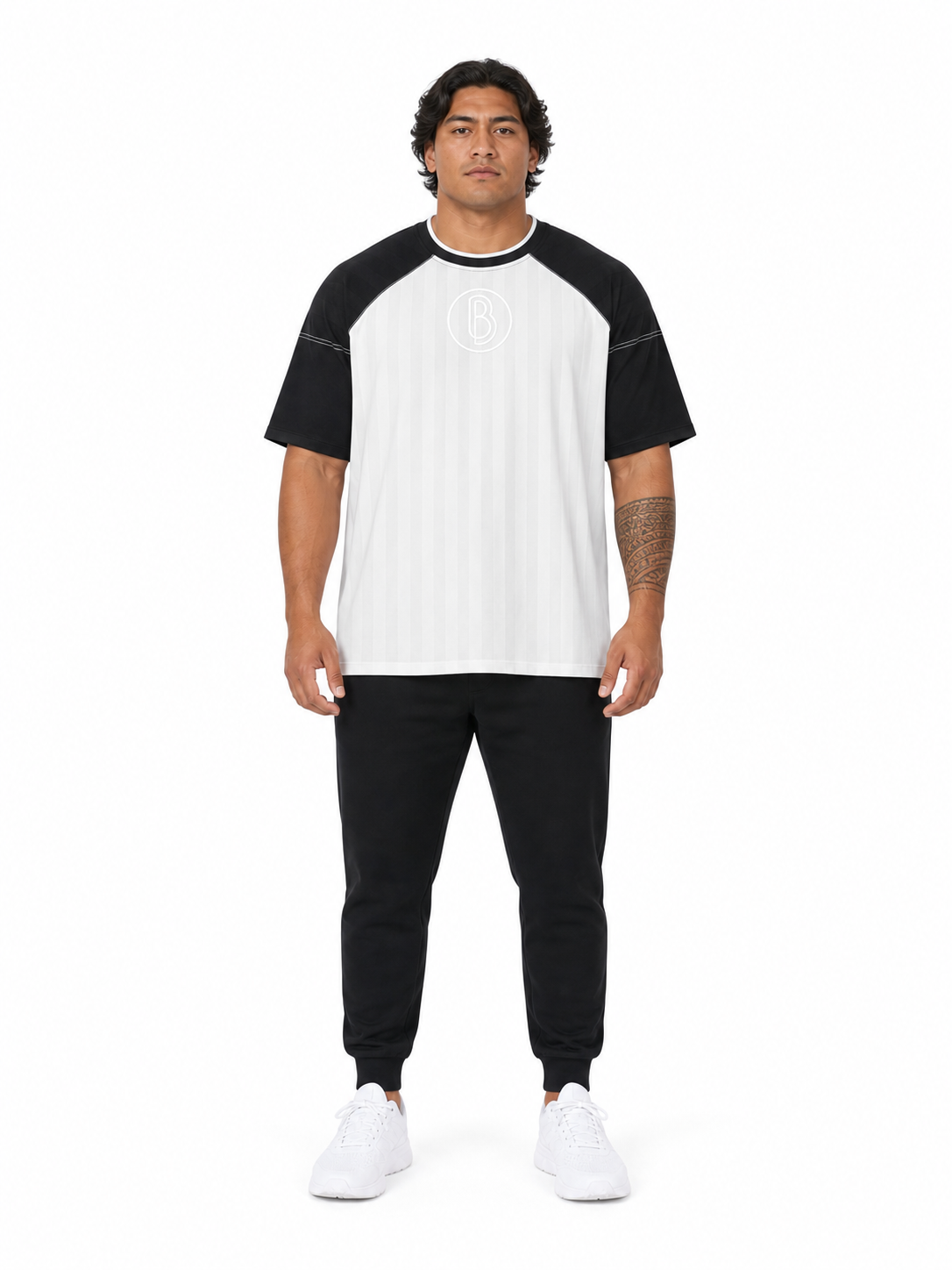 Striped Raglan Jersey front model view