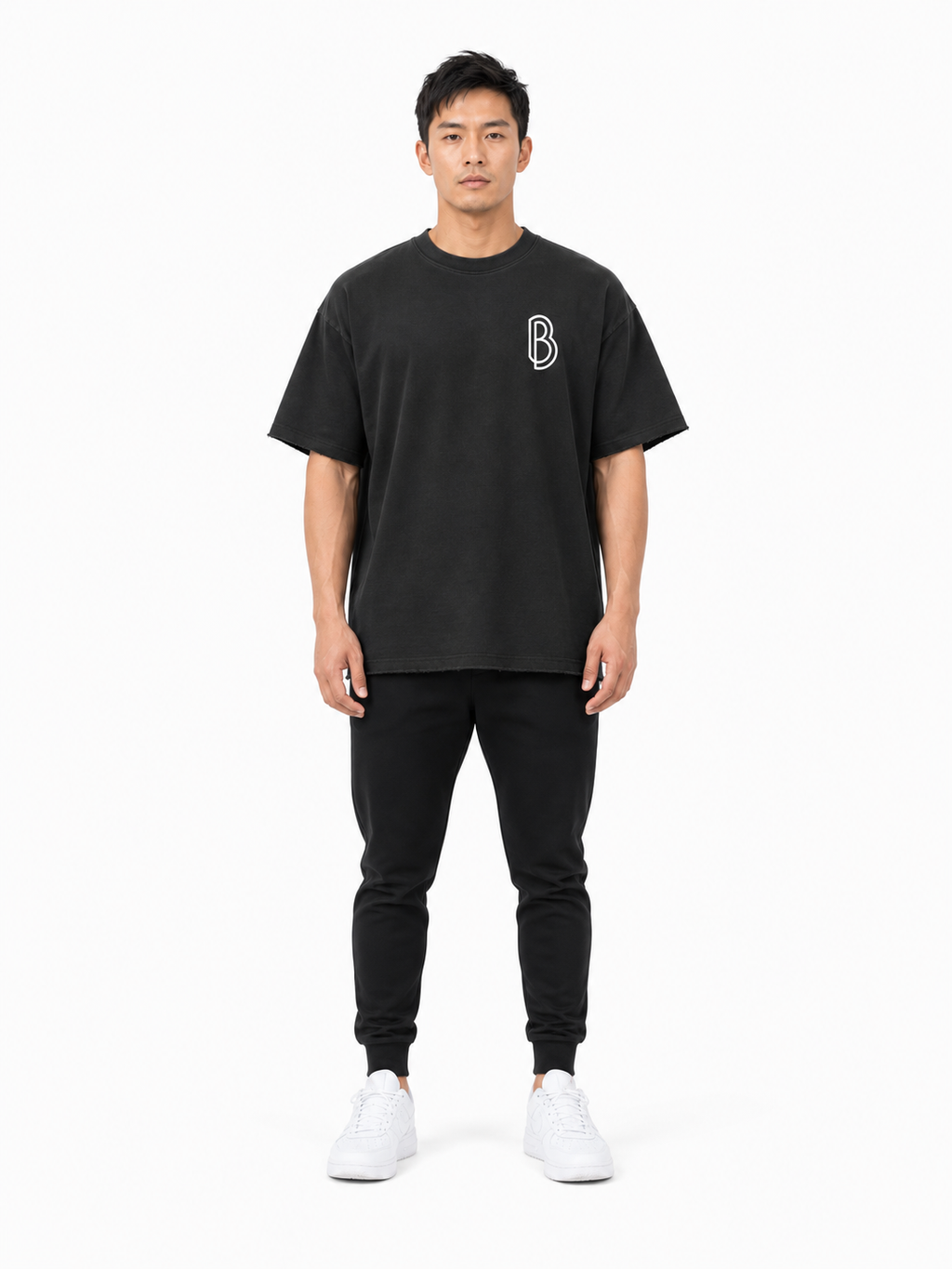 Sun Fade Raw Edge T-Shirt front model view