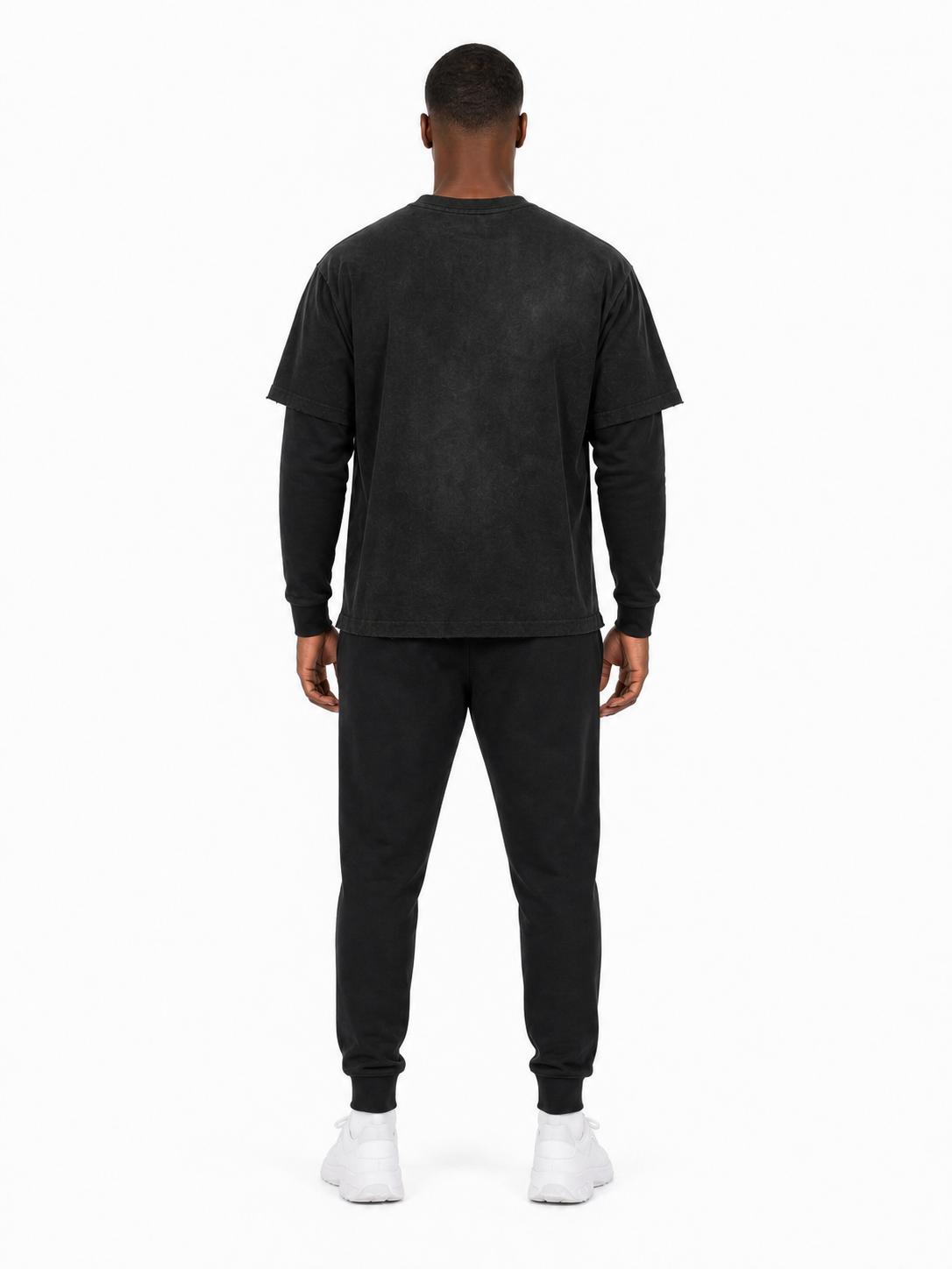 Sunfade Hand-Frayed Faux Two-Piece T-Shirt back model view