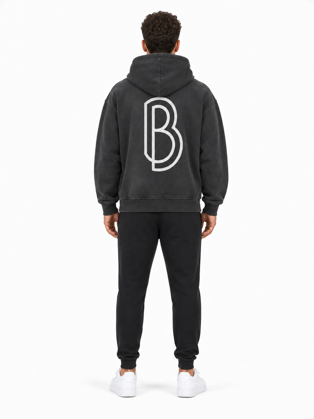 Sunfade Two-way Zipper Boxy Fleece Hoodie back model view