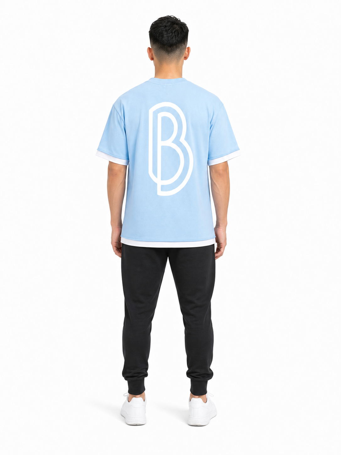 Unisex Boxy Color Block T-Shirt back model view