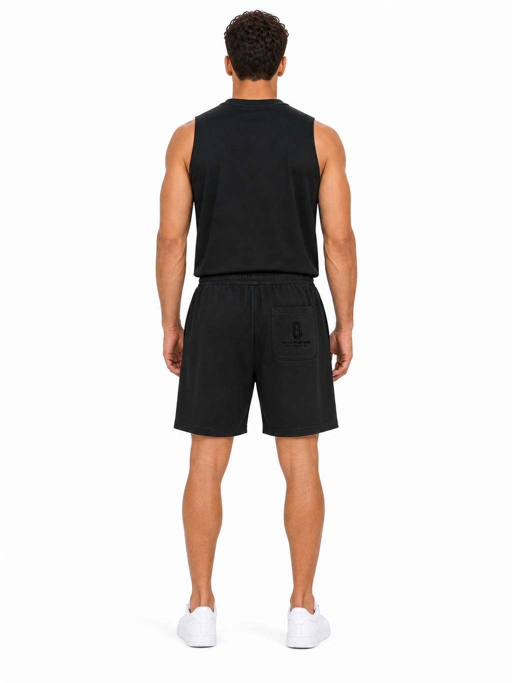 Unisex Drawstring Shorts back model view