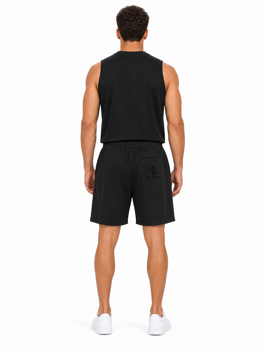Unisex Drawstring Shorts back model view