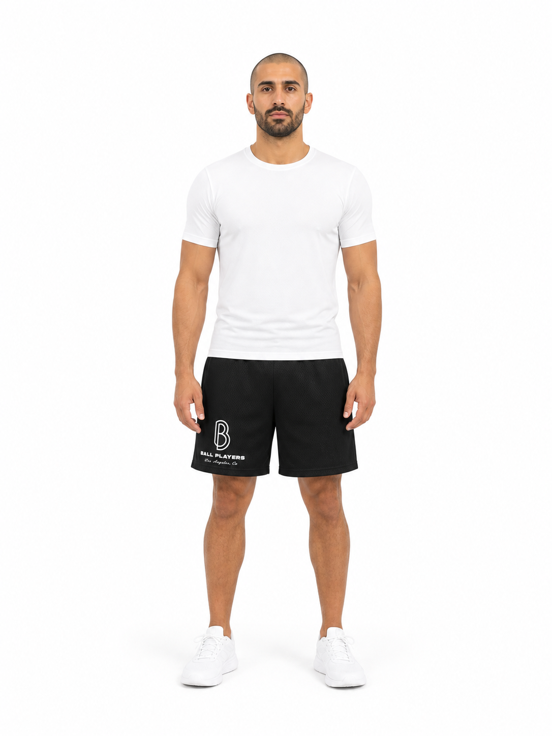 Unisex Mesh Basketball Shorts front model view