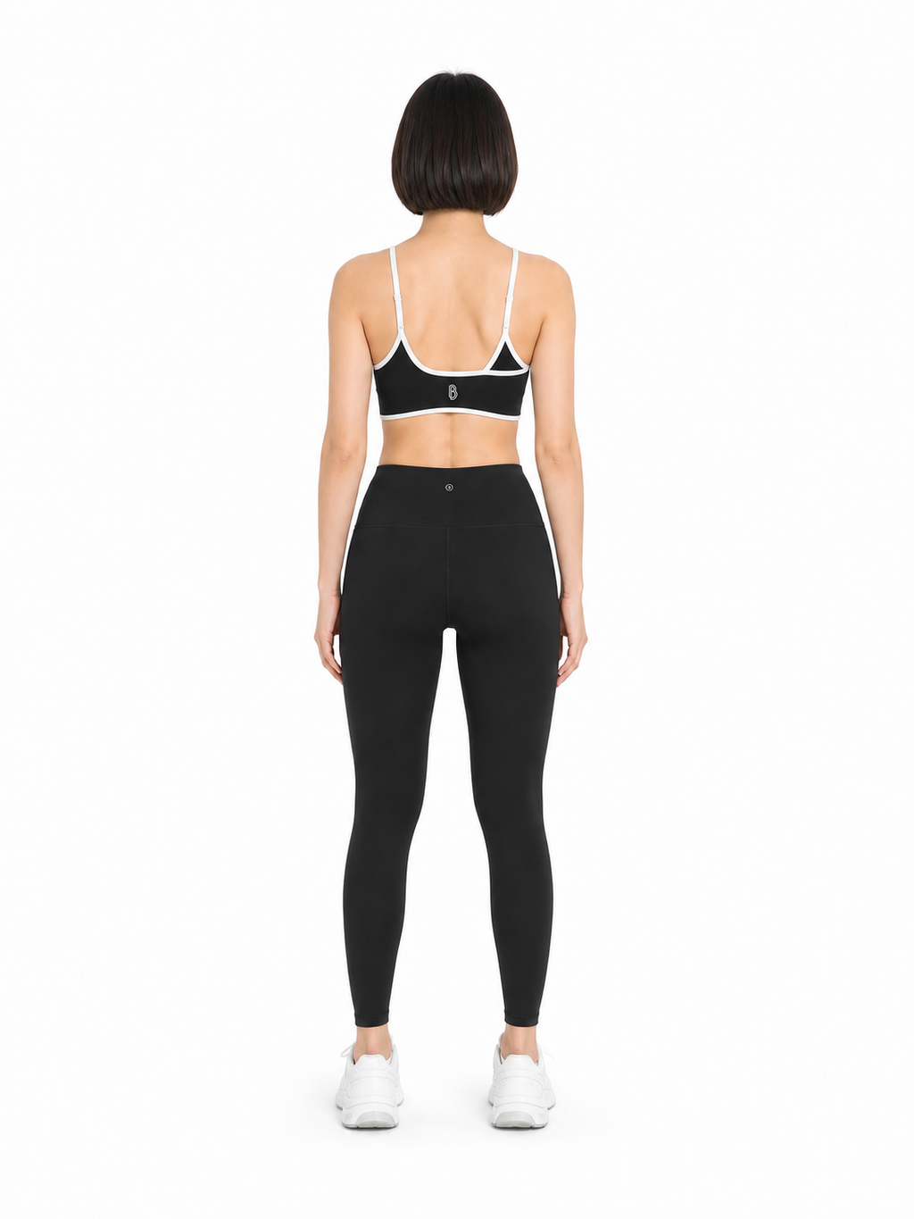 Women's Color Block Ruched V-Neck Sports Bra back model view