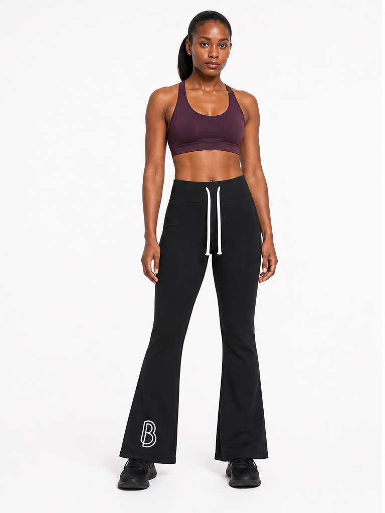 Women’s Drawstring Flared Leg Pants front model view