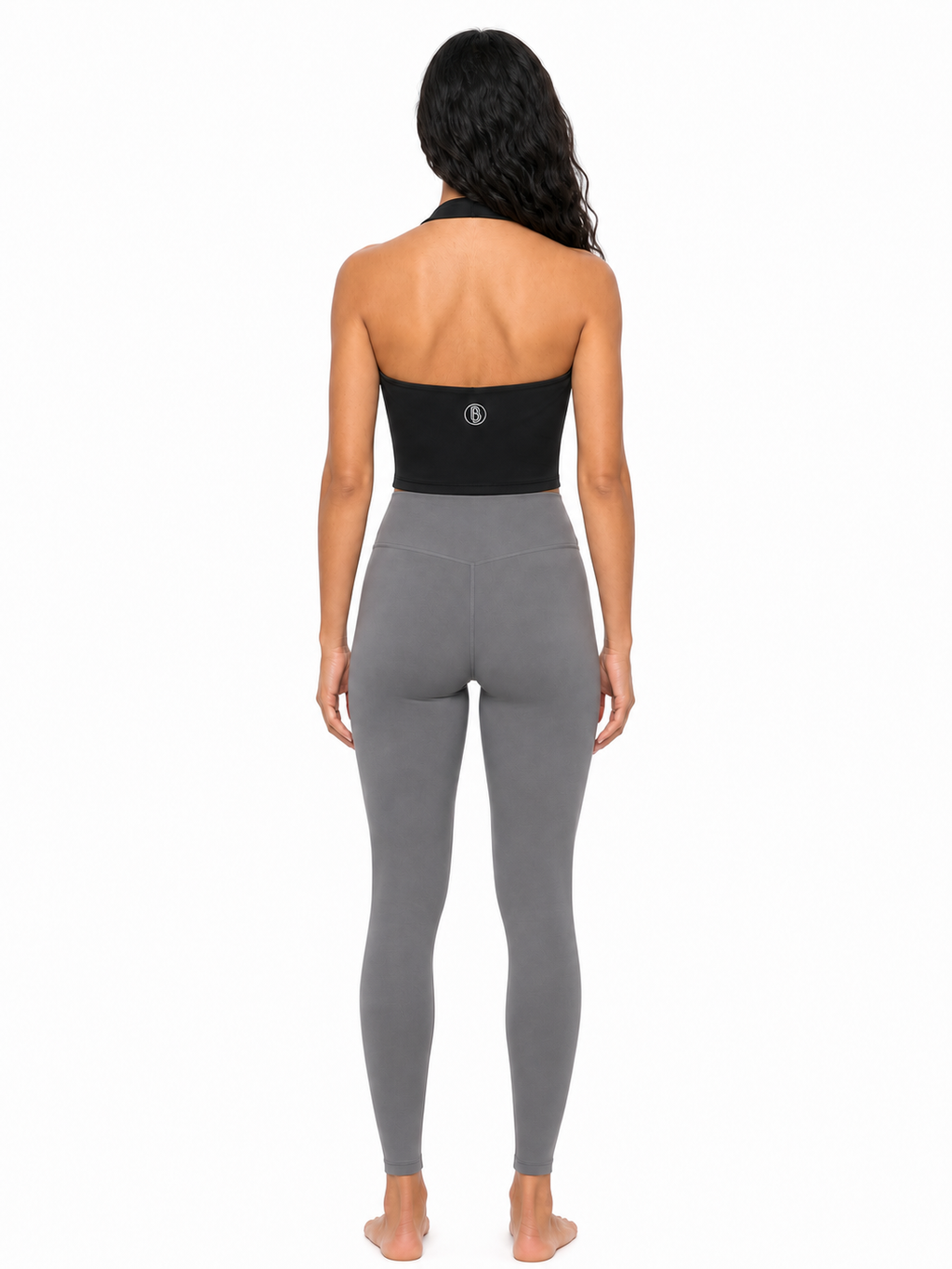 Women's Halter Crop Sports Bra back model view