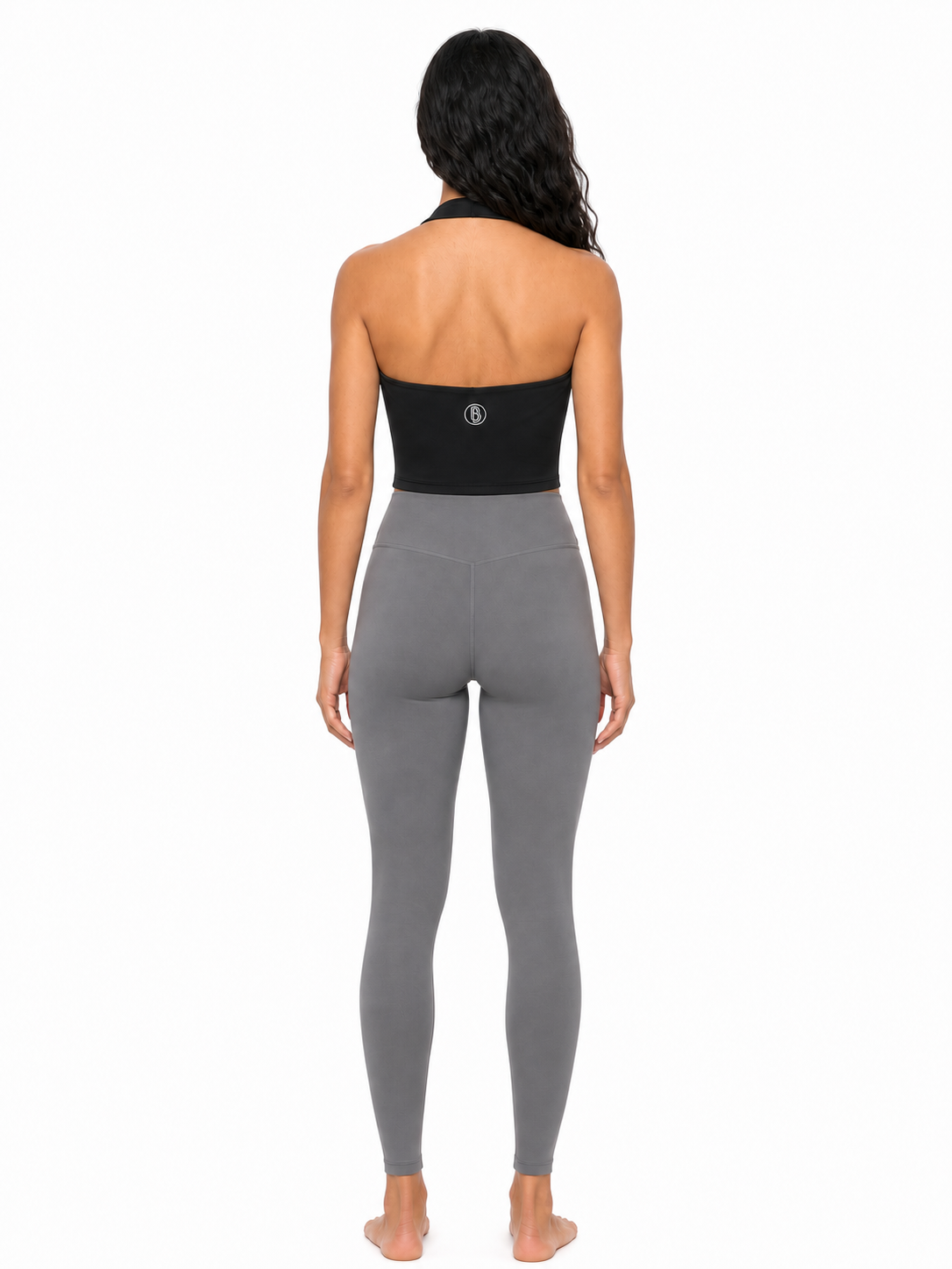 Women's Halter Crop Sports Bra back model view