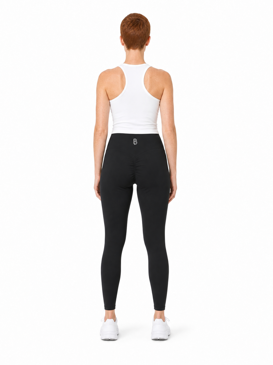 Women's High Waisted Ankle Leggings back model view