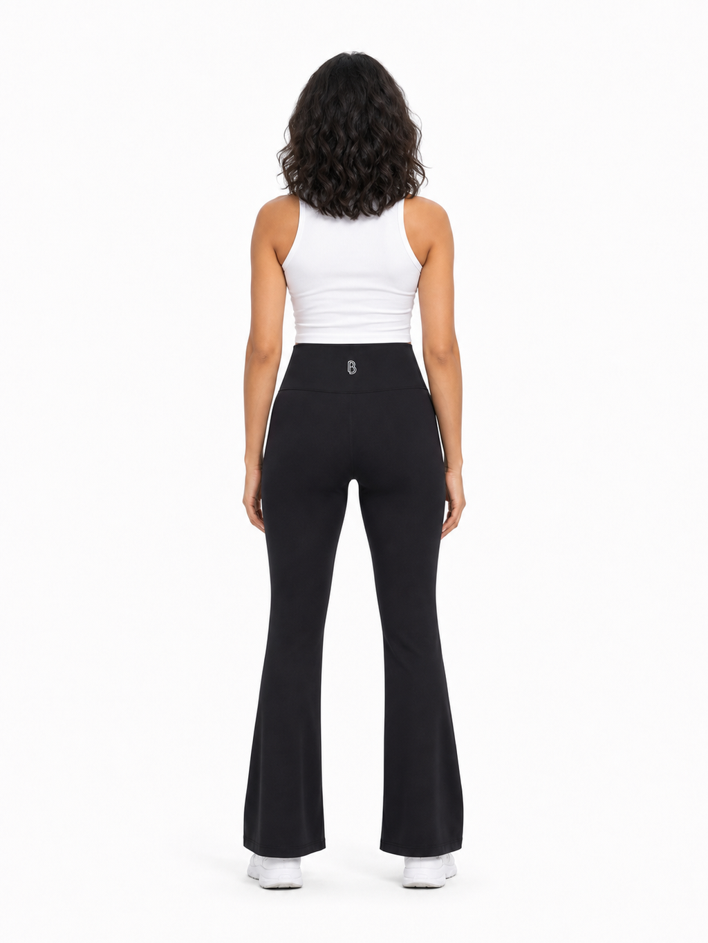 Women's High-Waisted Flare Leggings back model view