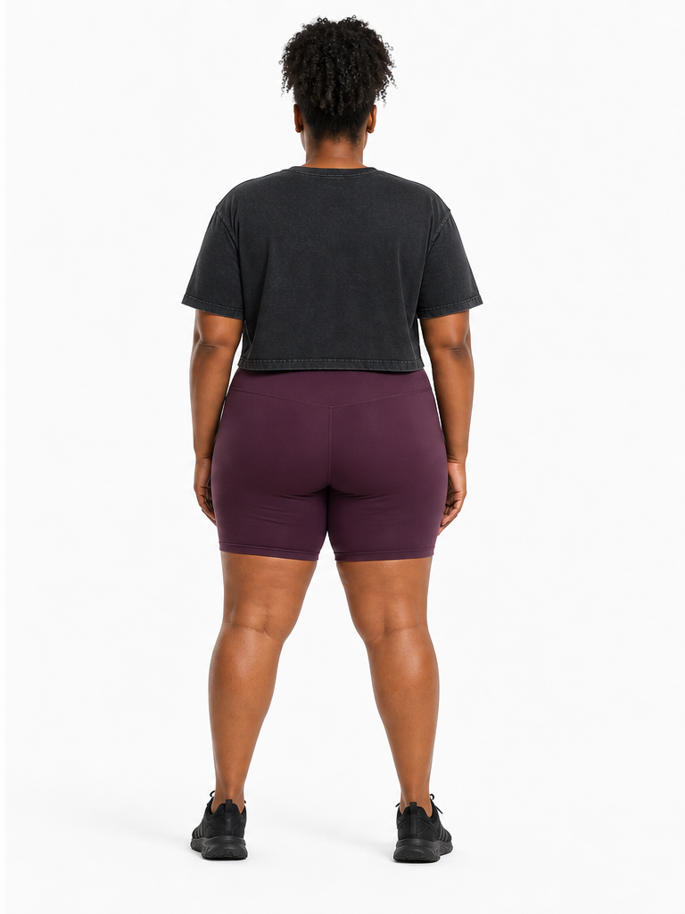 Women’s Mineral Wash Cotton Crop T-Shirt back model view