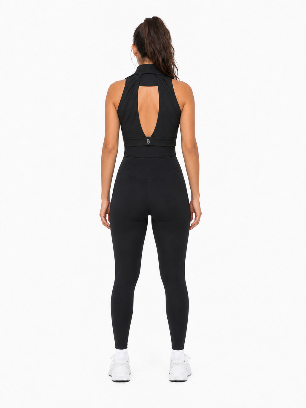 Women's Pleated Halter Sports Bra back model view