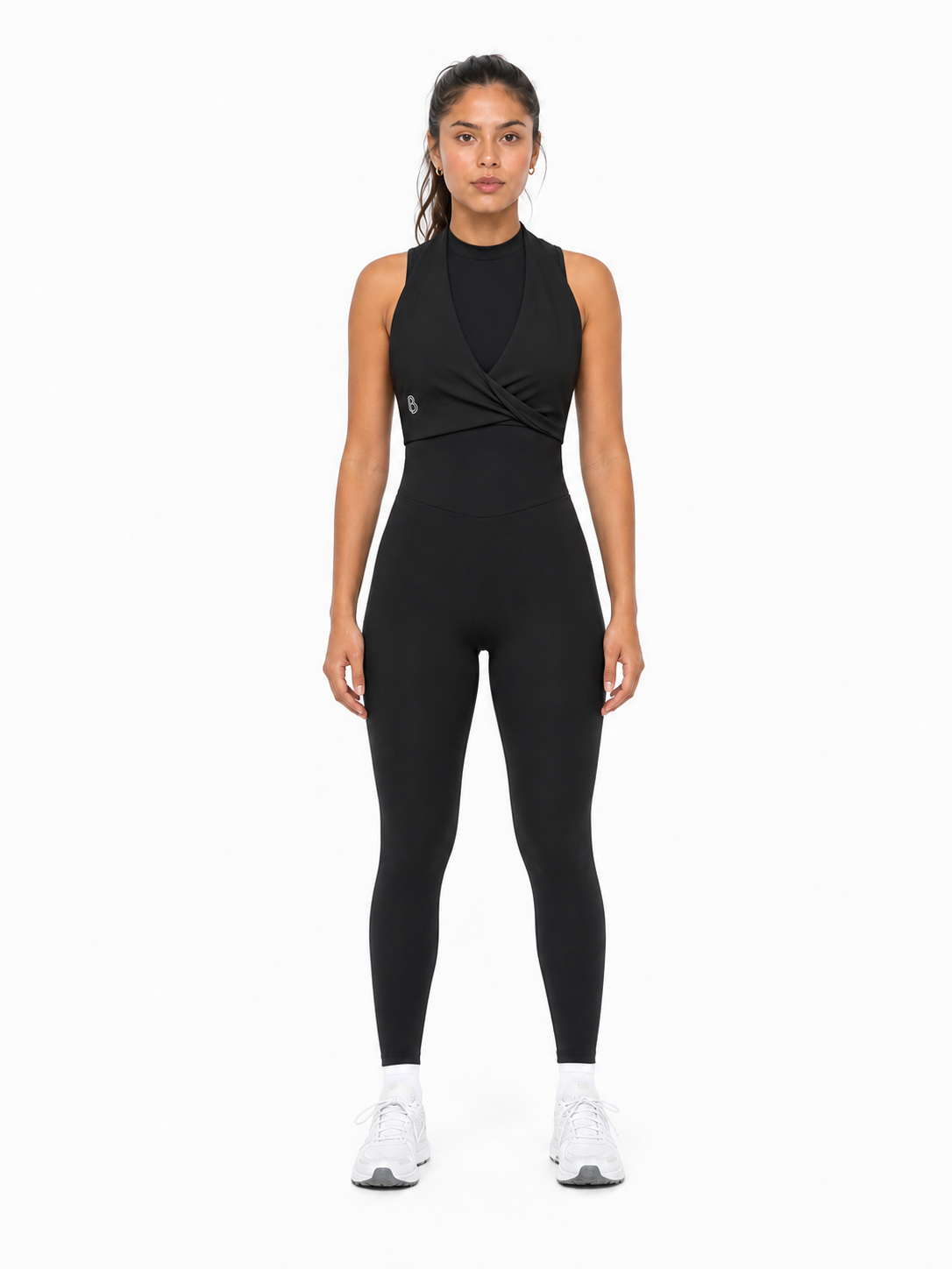 Women's Pleated Halter Sports Bra front model view