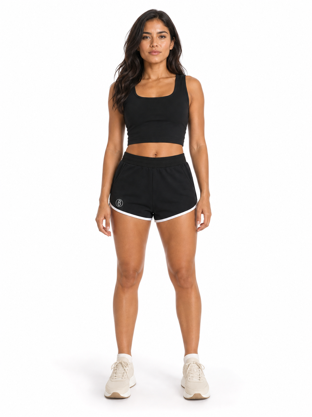 Women's Retro Contrast Binding Shorts front model view