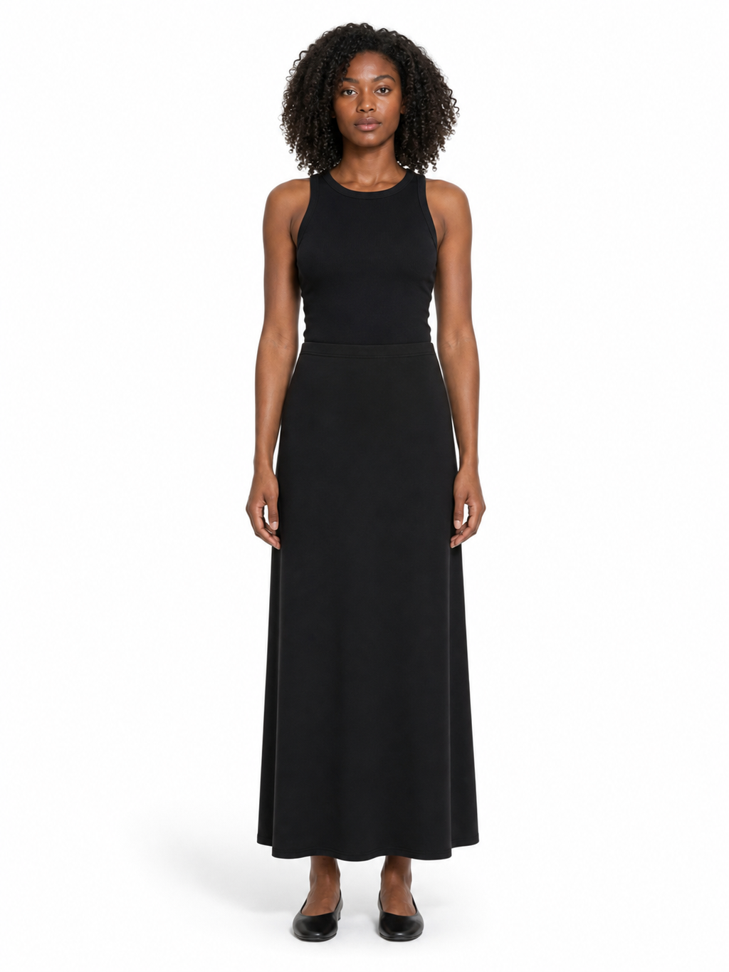 Women's Solid Color Knit Maxi Skirt front model view