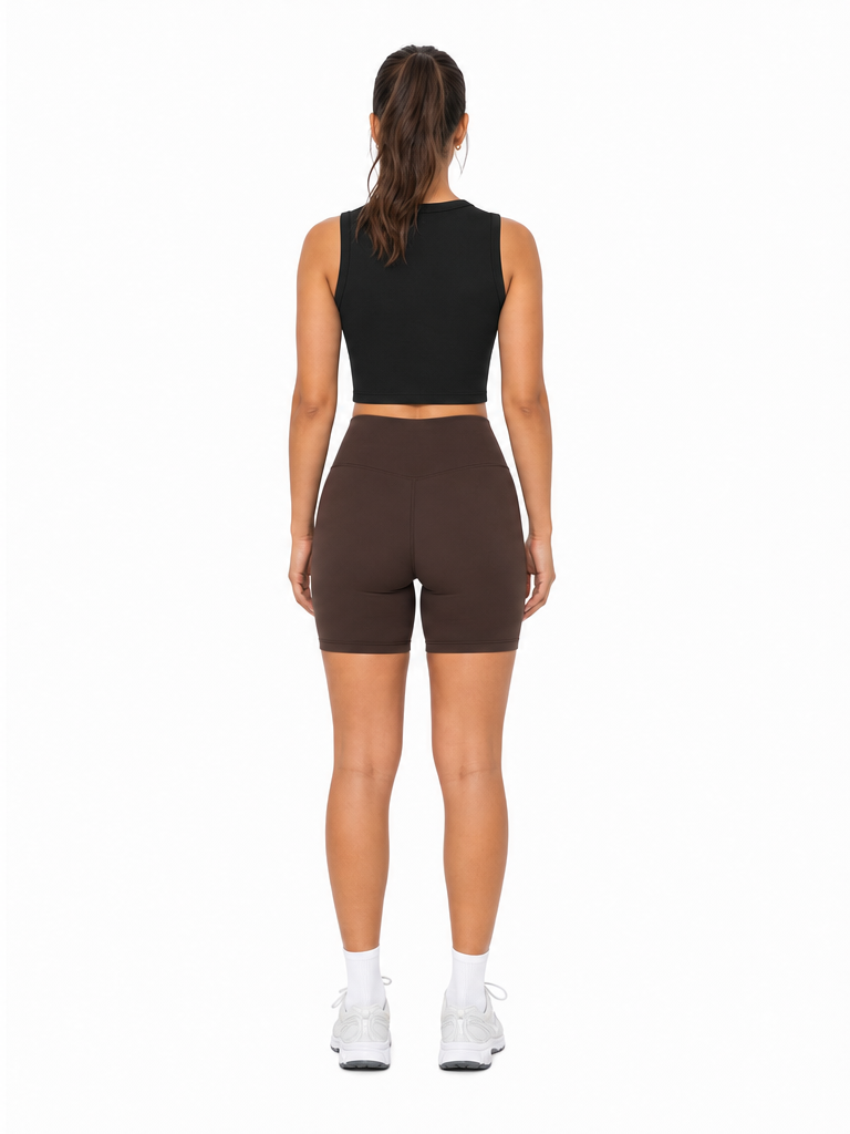 Women’s Tight Crewneck Crop Tank Top back model view