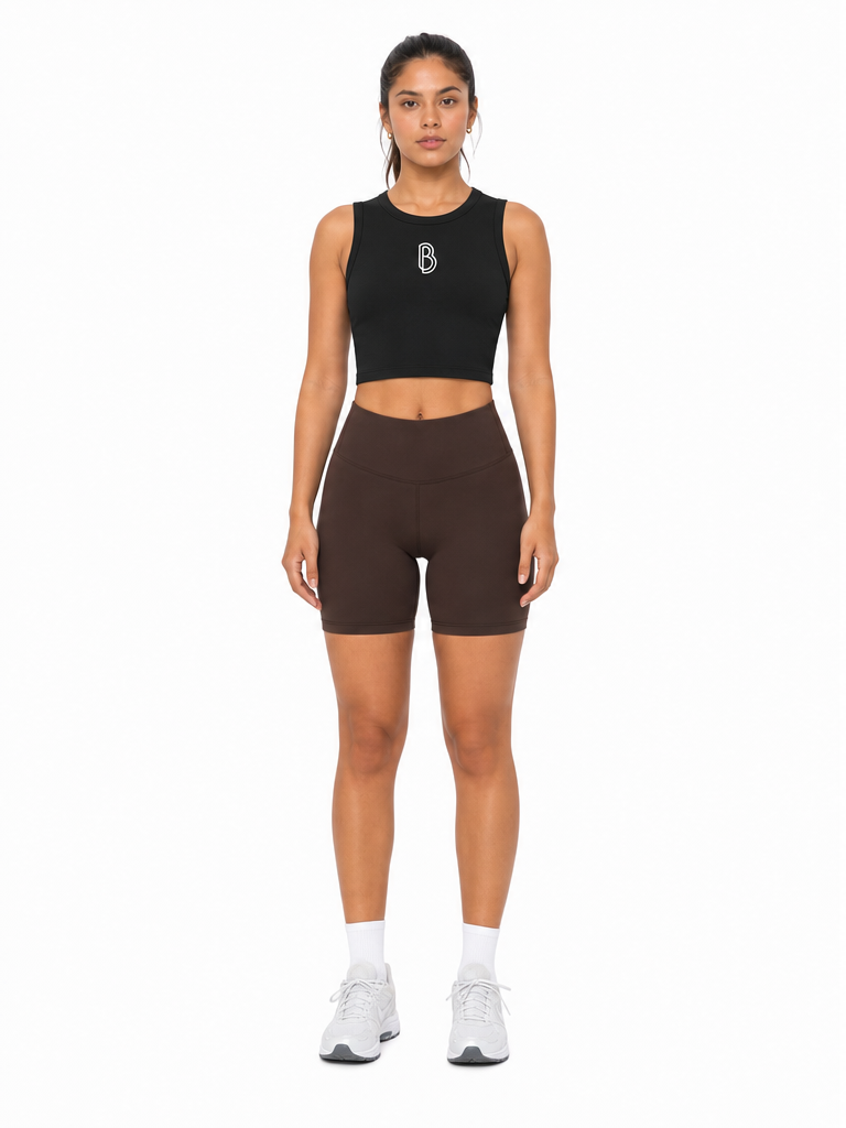 Women’s Tight Crewneck Crop Tank Top front model view