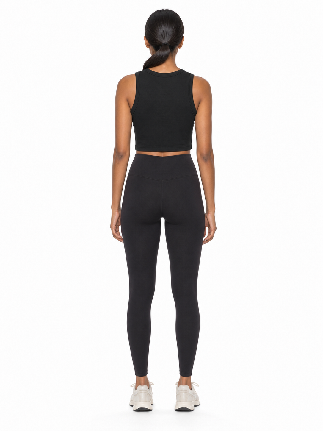 Women's Tight Crewneck Crop Tank Top back model view