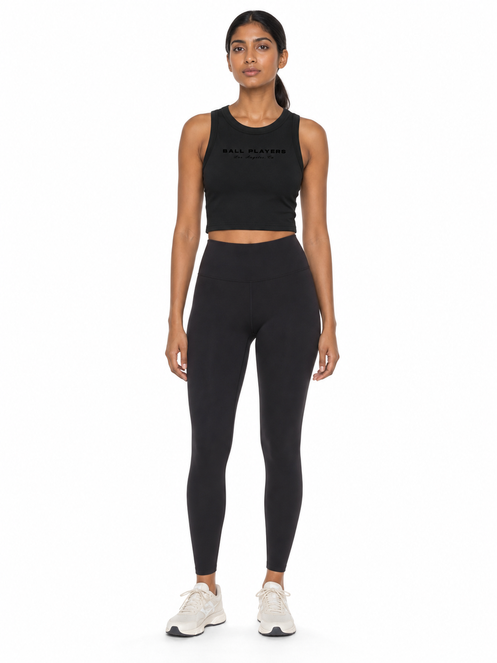 Women's Tight Crewneck Crop Tank Top front model view