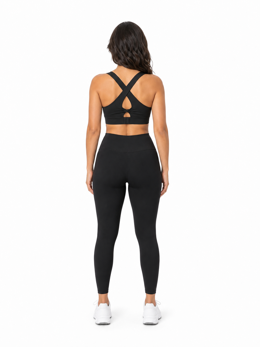 Women's Twist Front V-Neck Sports Bra back model view