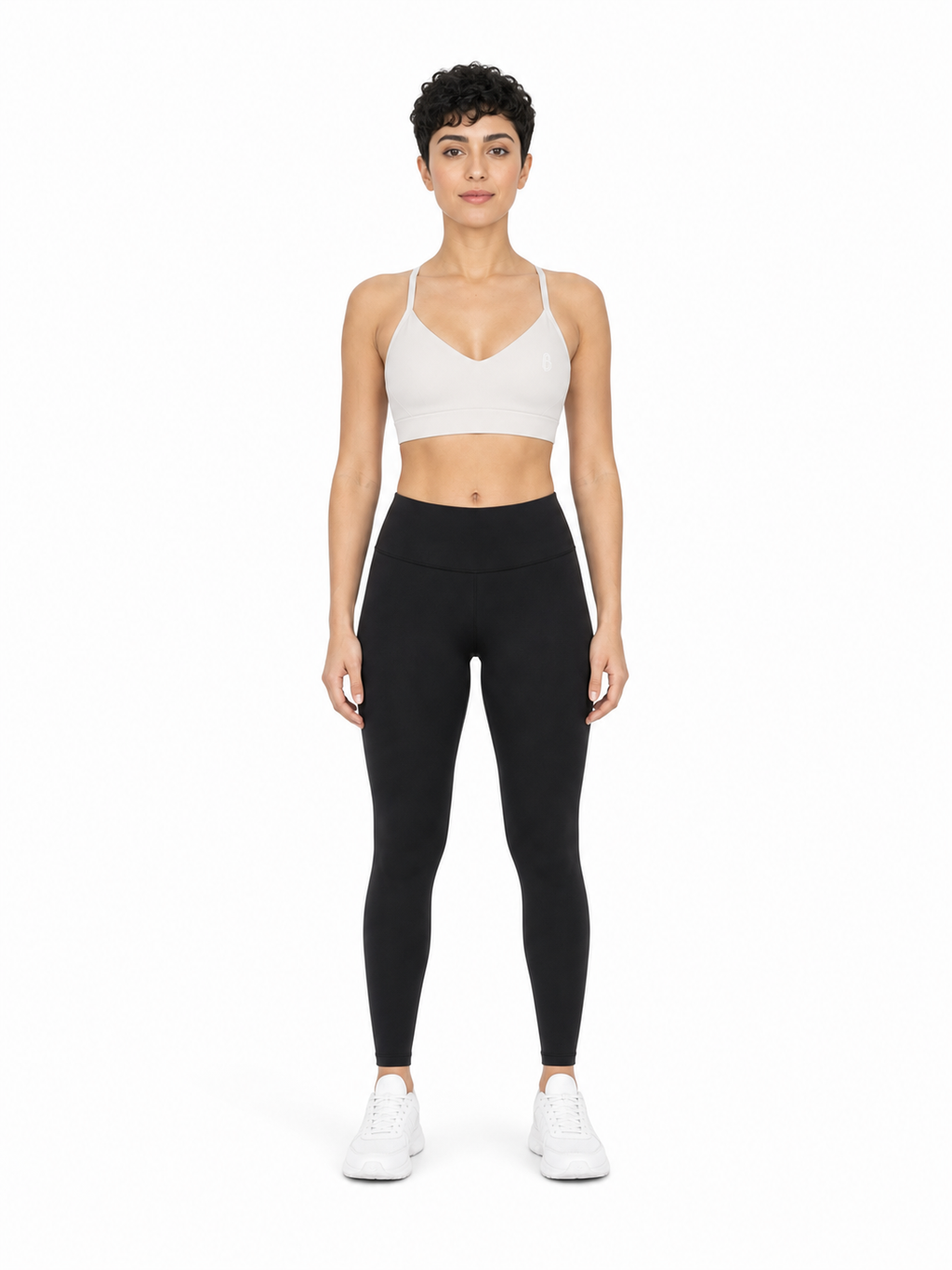 Women’s Cropped V-Neck Sports Bra front model view