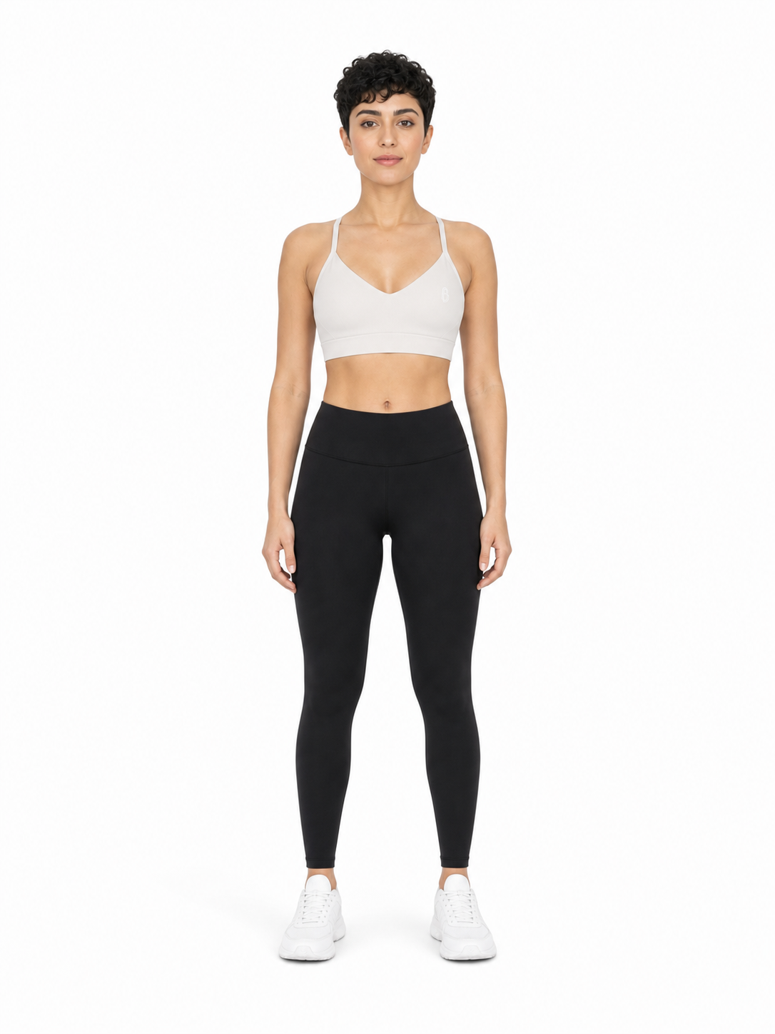 Women’s Cropped V-Neck Sports Bra front model view