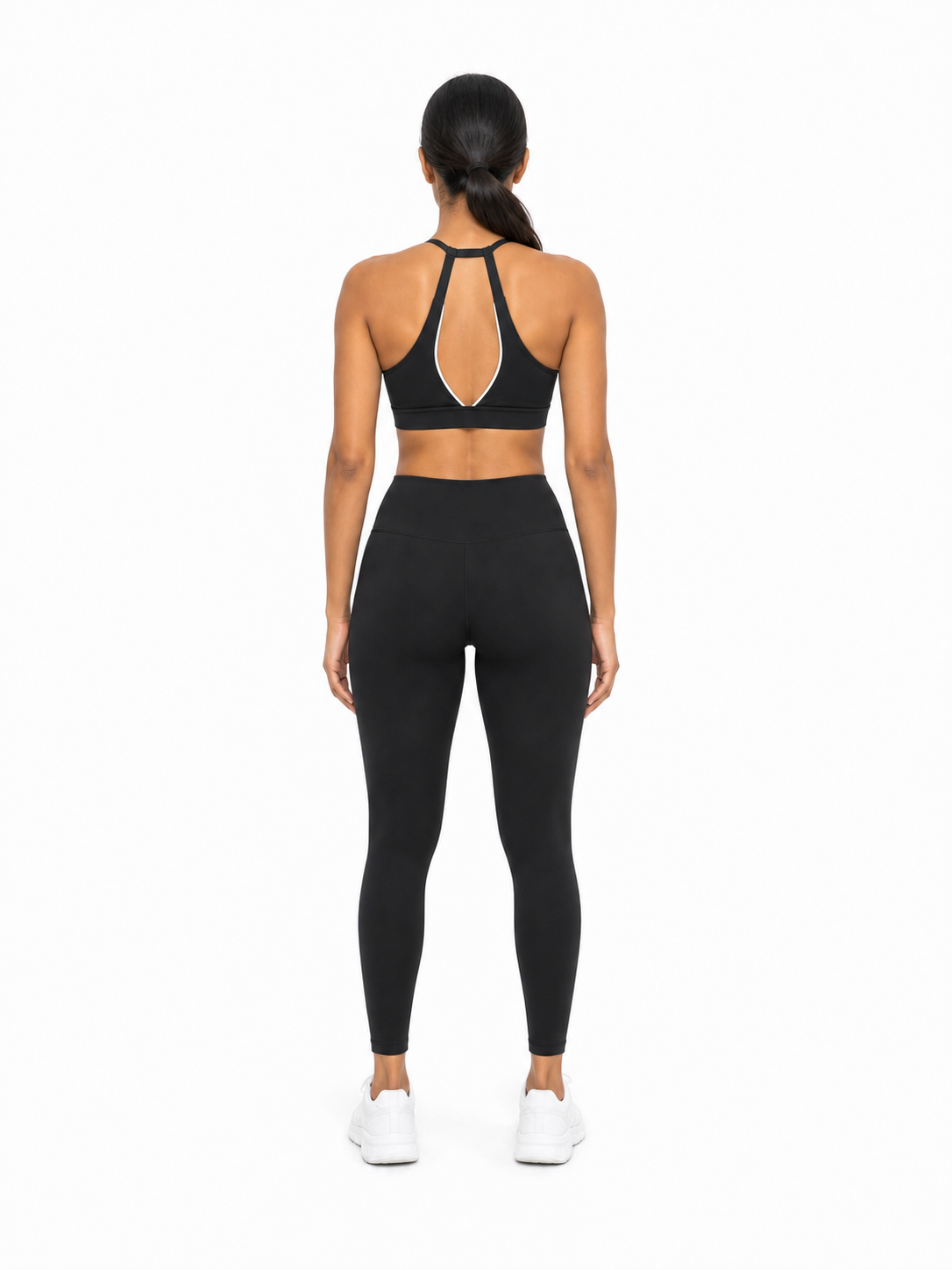 Women’s Halter Neck Yoga Sports Bra back model view