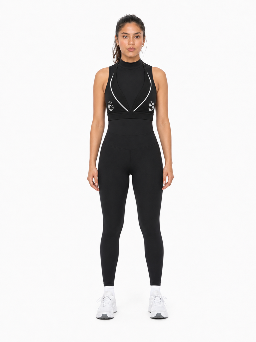 Women’s Halter Neck Yoga Sports Bra front model view