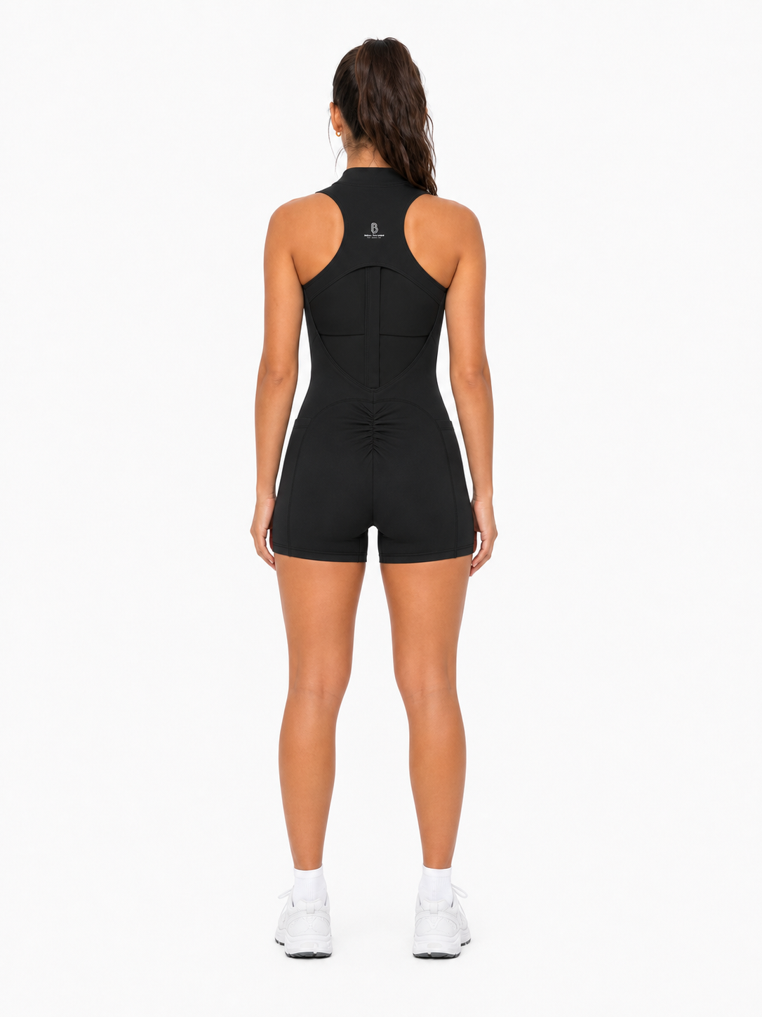Women’s Quarter-Zip Yoga Romper back model view